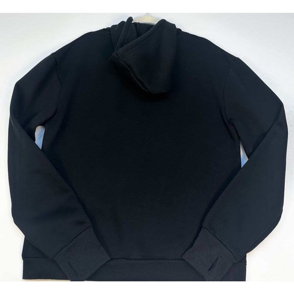 Bebe Sport Y2K Black Hoodie Rose Gold Sequin Logo Thumbhole Women’s Size L - Picture 5 of 11